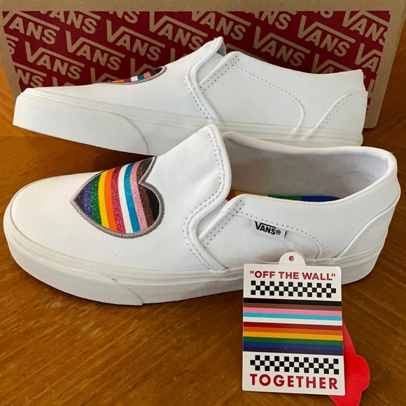 Vans Shoes Womens Vans Sneakers Asher Slipon Pride Rainbow White